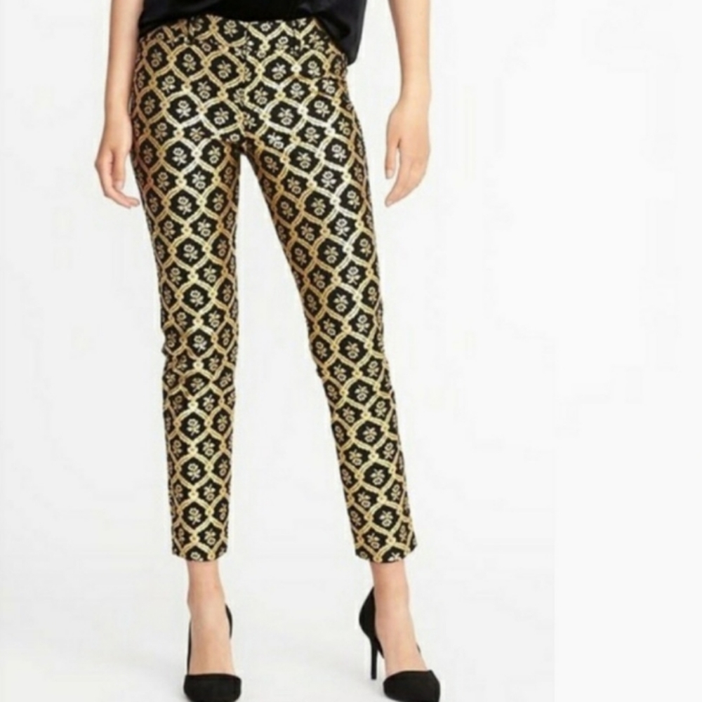 OLD NAVY Pixie Metallic Gold Brocade Cropped Pants